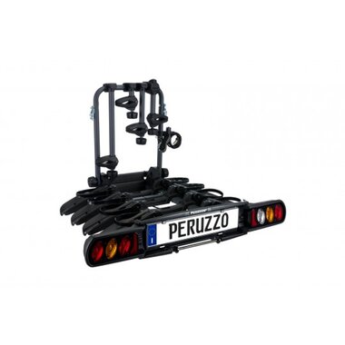 Autobagažinė Peruzzo Pure Instinct 4 dviračiams ant grąžulo (plienas, atlenkiama)