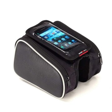 Krepšelis su 2 kišenėm ant rėmo su telefono dėklu BONIN L 17x9cm (juodas)