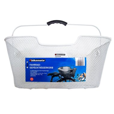 Basket on rear carrier up to 7kg 40x30x17 cm metal (white)