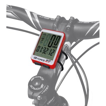 Bike computer FORCE WLS 12 functions, wireless (white/red)