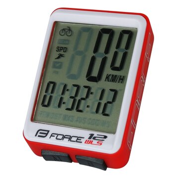 Bike computer FORCE WLS 12 functions, wireless (white/red)