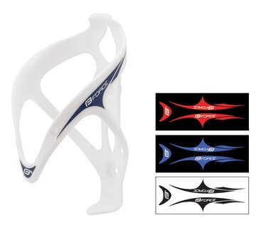 Bottle cage FORCE Stick (plastic, white matted + stickers)