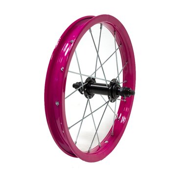 Front wheel 14" pink rim, black hub, 16H