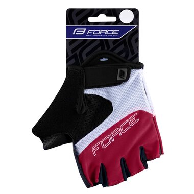 Gloves FORCE RAB 2 gel, (black/red/white) XL