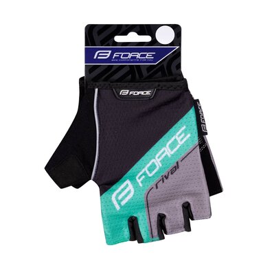 Gloves FORCE Rival, S (black/turquoise)