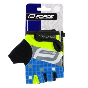 Gloves FORCE Square Kid (fluorescent/blue) M
