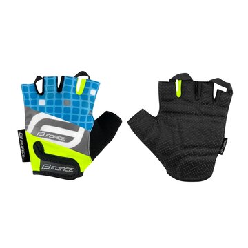 Gloves FORCE Square Kid (fluorescent/blue) M