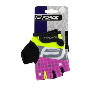 Gloves FORCE Square Kid (fluorescent/pink) L