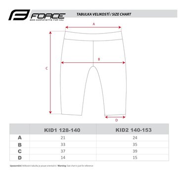 Kids shorts FORCE KID with pad 128-140cm (black/fluorescent)