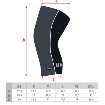 Knee warmers FORCE Wind-X, XL (black)