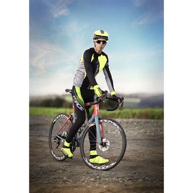 Pants with bibs FORCE F58 with inner padding (black/fluo) L