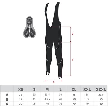 Pants with bibs FORCE Z70  with inner padding (black) S