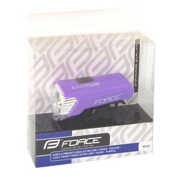 Priekinis žibintas FORCE Extra USB 1LED (violetinis)