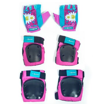 Безопасность передач KidZamo Daisy колено, локоть и перчатки (розовый)