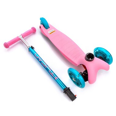 Scooter tricycle METEOR with LED (blue/pink)