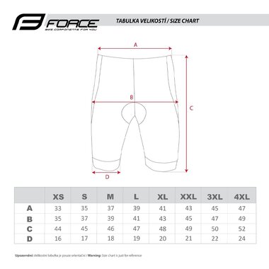 Shorts FORCE B30 with pad (black/grey) 3XL