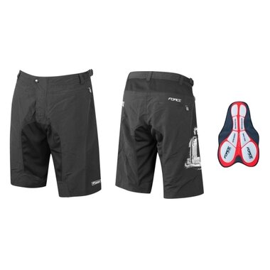 Shorts FORCE MTB-11 with removable inner padding (black) M