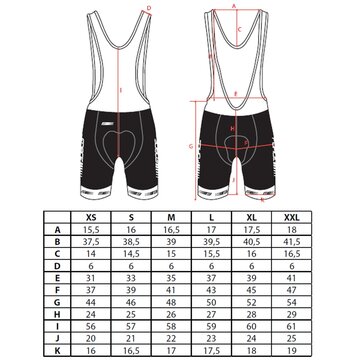 Shorts with bibs FORCE B38 with inner padding (black/white) size XL