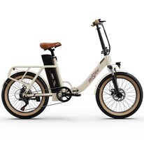 Elektrinis dviratis Huaming OneSport OT16, sulankstomas, 7G 20" (kreminė)
