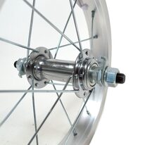 Priekinis ratas 12", sidabrinis ratlankis, sidabrinė stebulė 