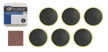Tube repair kit FORCE 6 pieces of self-adhesive patches (25mm) + sandpaper