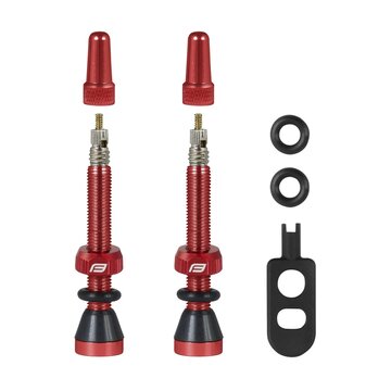 Valve set FORCE for tubeless tyres 2xFV 44mm (red)