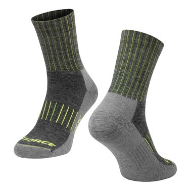 Теплые носки FORCE Artic (серый/флуоресцентный) L-XL 42-47