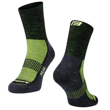 Warm socks FORCE Polar (black/fluorescent) L-XL 42-47