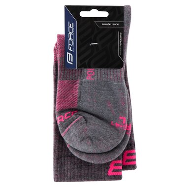 Warm socks FORCE Polar (grey/pink) S-M 36-41
